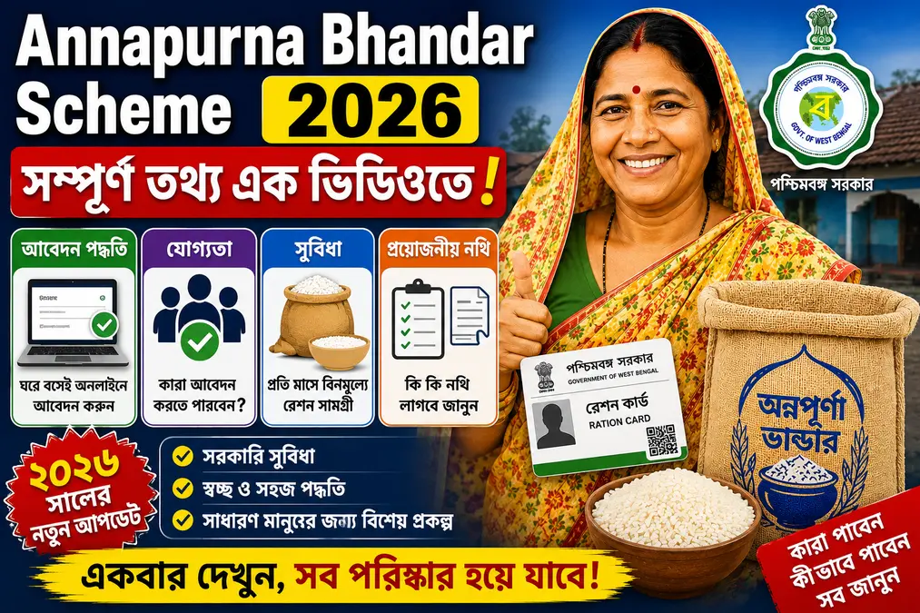 Annapurna Bhandar Scheme 2026 - আবেদন পদ্ধতি, যোগ্যতা, সুবিধা ও সম্পূর্ণ তথ্য